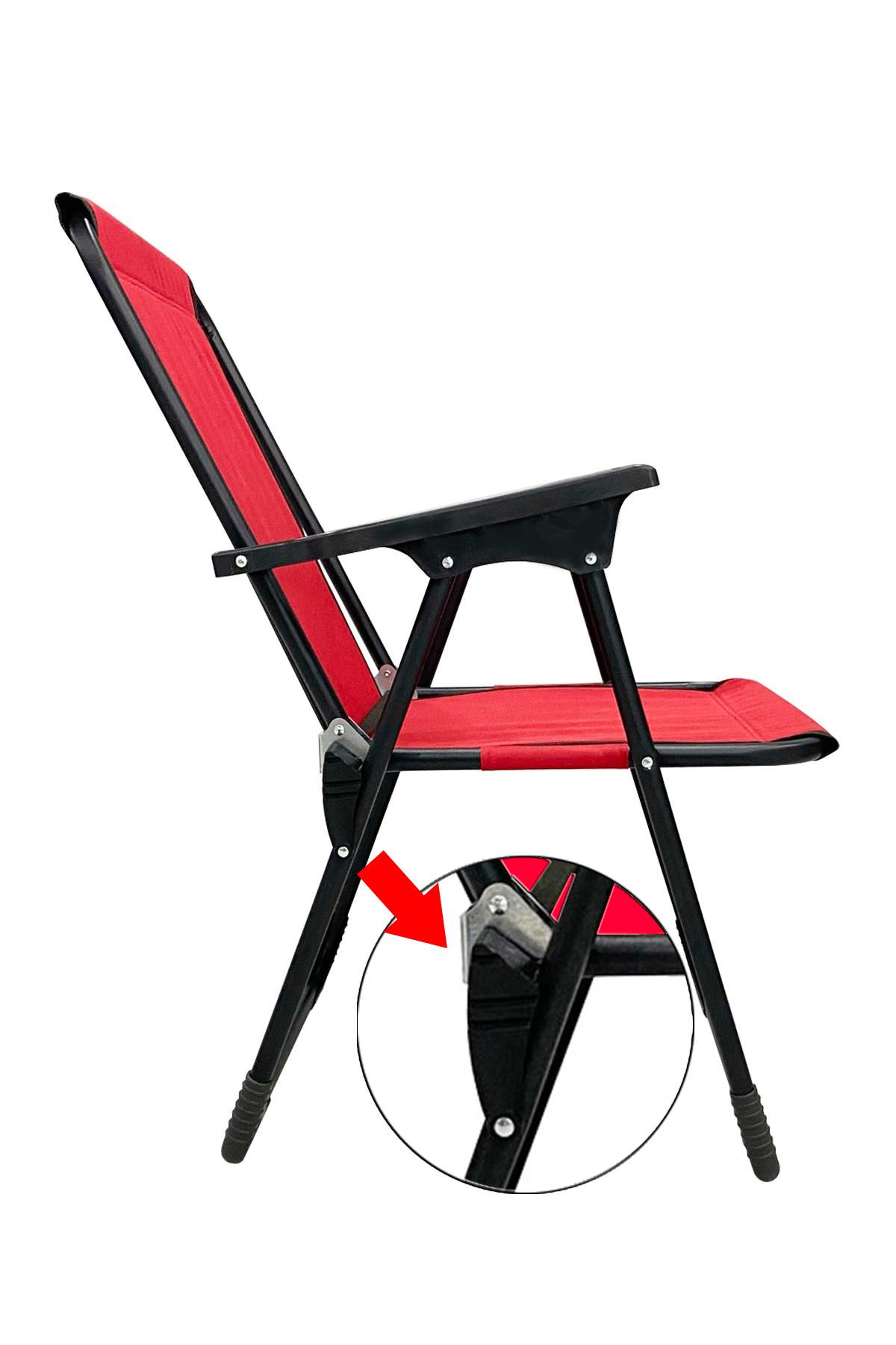Katlanır Kamp Sandalyesi Piknik Koltuğu Plaj Şezlongu Kırmızı