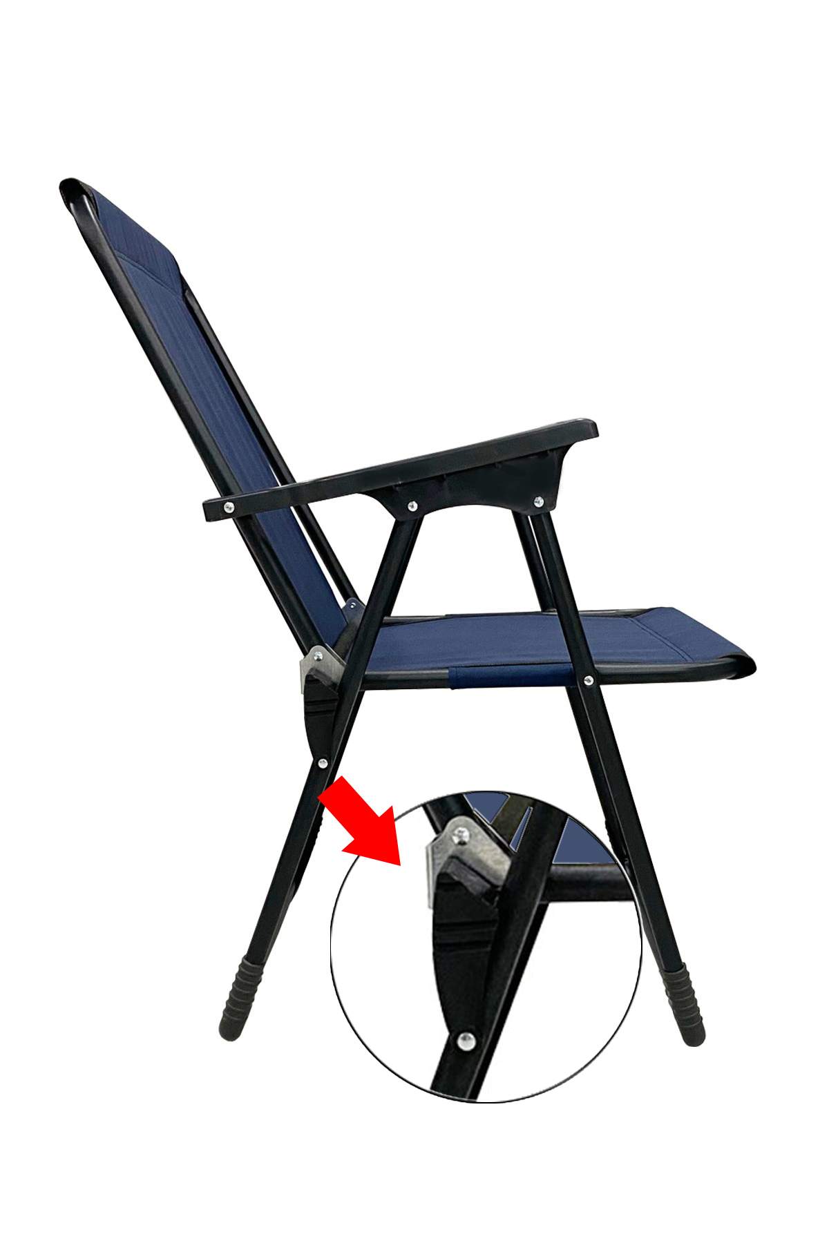 2 Adet Kamp Sandalyesi Katlanır Piknik Sandalye Oval Bardaklıklı Lacivert