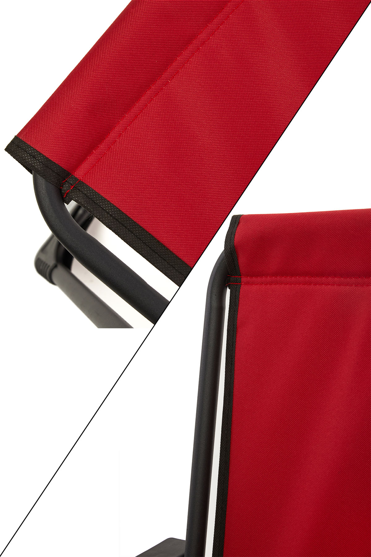 2 Adet Kamp Sandalyesi Katlanır Piknik Sandalye Oval Bardaklıklı Kırmızı