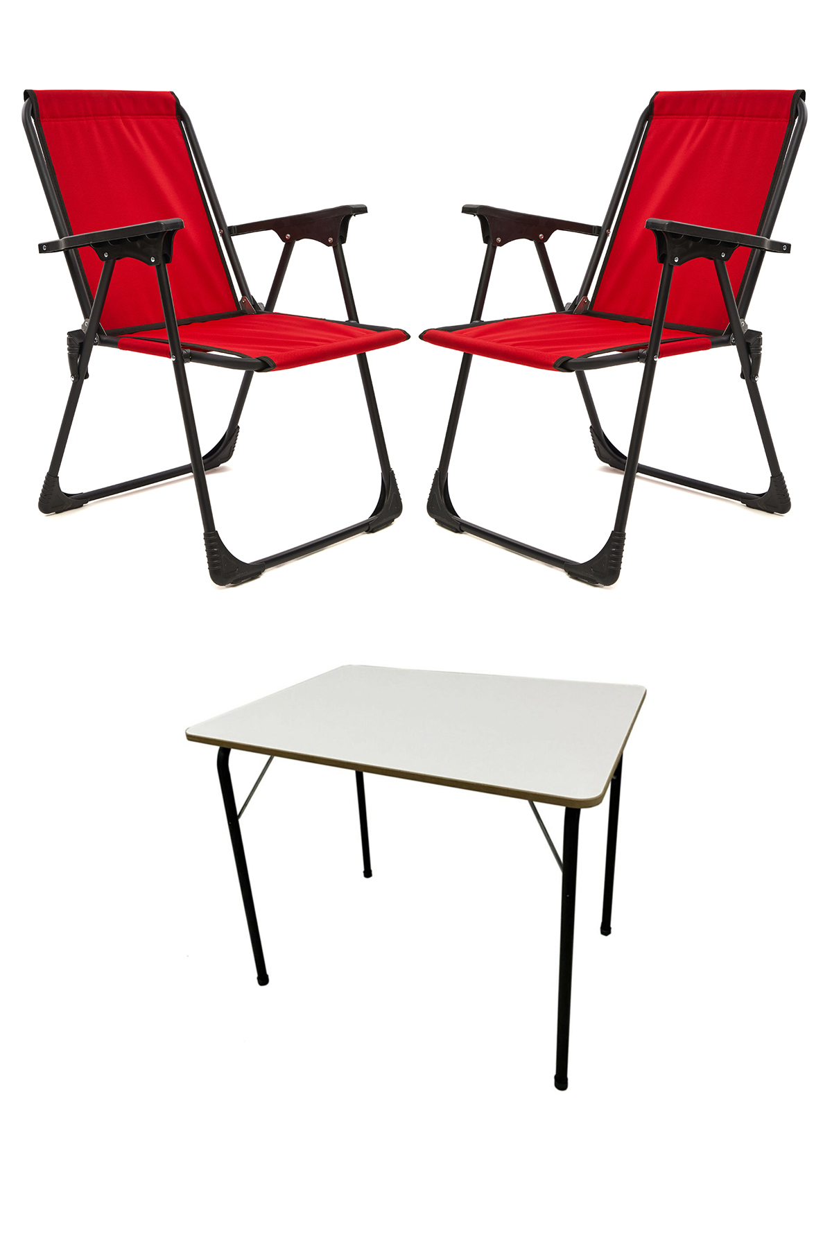 2 Adet Katlanır Kamp Sandalyesi ve 50x70 MDF Piknik Kamp Masası