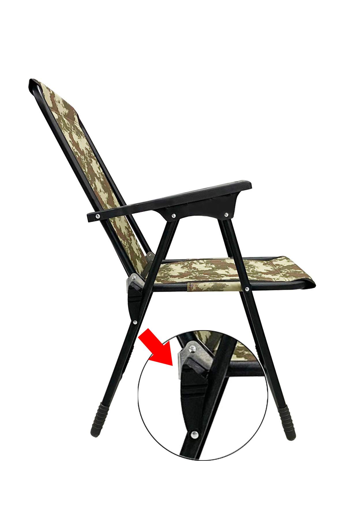 2 Adet Kamp Sandalyesi Katlanır Piknik Sandalye Oval Bardaklıklı Kamuflaj