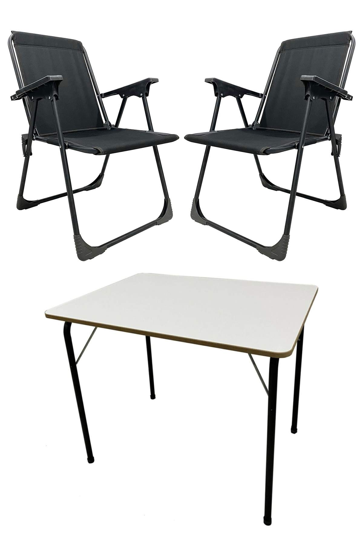 2 Adet Katlanır Kamp Sandalyesi ve 50x70 MDF Piknik Kamp Masası